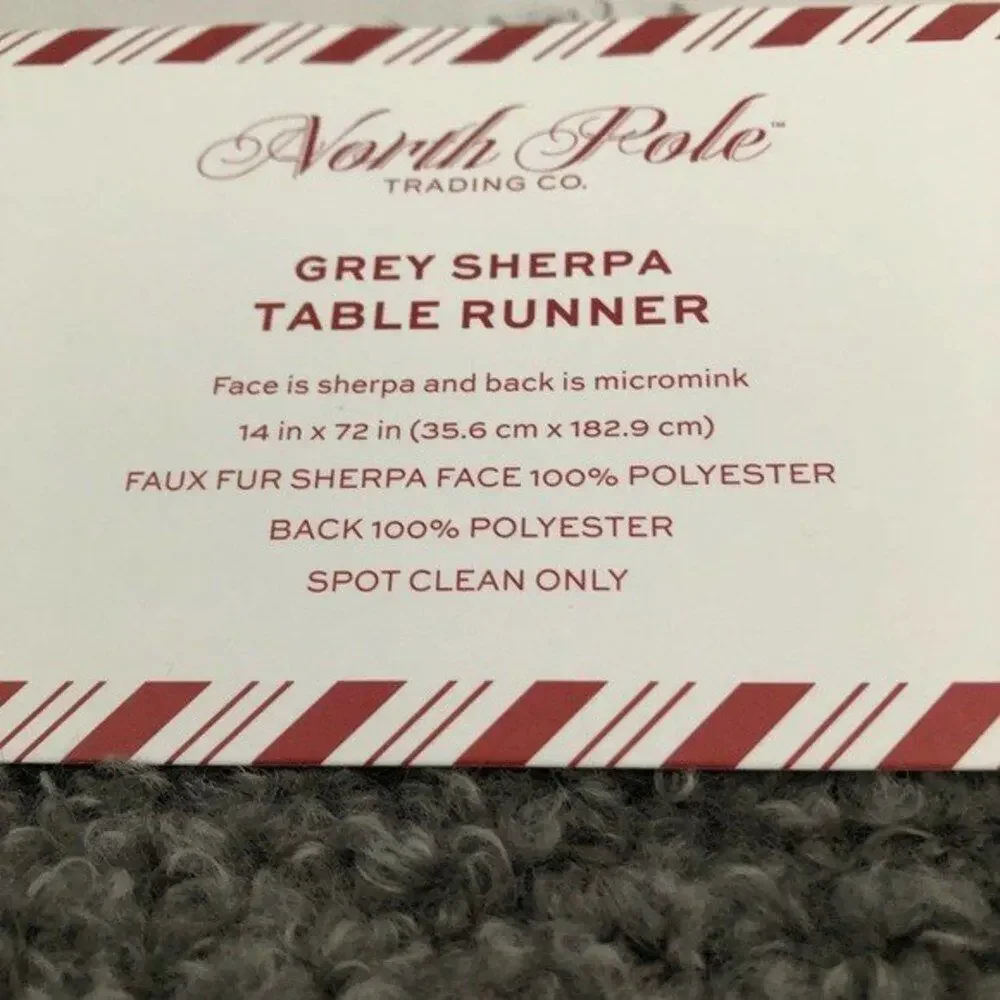 North Pole Trading Co Grey Faux Sherpa Table Runner 14